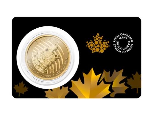 1 oz Canadian Gold Roaring Grizzly .99999 (2016)